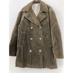 Vintage 90s United Colors of Benetton Brown Khaki Corduroy Coat Size 42 Italy